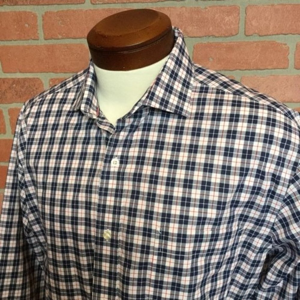 Tommy Hilfiger Mens dress shirt size 16 Plaid Long Sleeve Academia